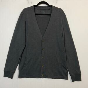 Icebreaker Men's Gray Merino Wool Button Front V-neck Cardigan Sweater Large
